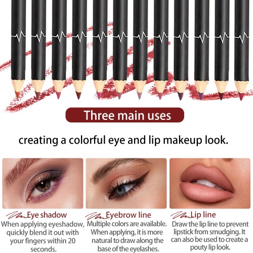 Wooden Lip Liner Pencil Private Label OEM ODM, Waterproof Smooth Texture, Custom Colors & Wooden Tube Design, FDA Compliant Ingredients