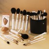 Custom Logo Private Label 24-30 Pcs Makeup Brush Set with Leather Cylinder Holder Case and Beauty Sponge Wholesale