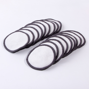 20pcs / Set White Bamboo Terry Make Up Remover Pads Black Border with Cotton Wash Bag / 80%bamboo+20%polyester