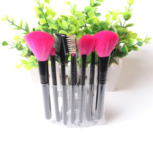 7Pcs Fuchsia Cosmetics Makeup Brushes Set Professional Beauty Foundation Powder Blush Complexion Perfection Brush Set Kit Tools