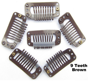 9teeth hair clips beige hair extension clips blonde hair extension snap clips 3.2cm 1000pcs per bag