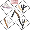 Barber Straight Razor high Quality Wooden Handle Mental Goden