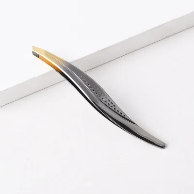Black Gold Two-Color Stainless Steel Eyebrow Clip Tweezers Oblique Mouth