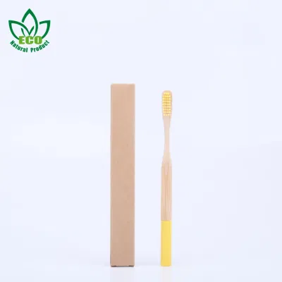 Custom Charcoal Round Handle Colorful Unique Wholesale Bamboo Toothbrush with Bamboo Bristles