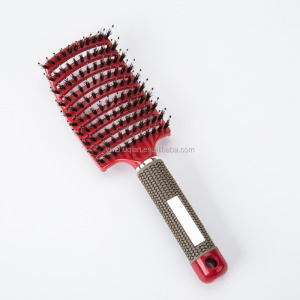 Custom LOGO professional decorative vent boar bristle hair brush with nylon bristle