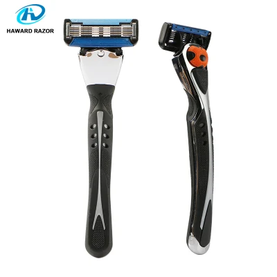 D954L 5+1 Stainless Steel Blade Cartridge Hair Removal Beard Trimming Metal Handle System Razor