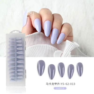 Medium Length Coffin Almond Macaron Solid Color Press on Nails Tips