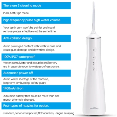 Water Flosser Cordless Teeth Cleaner with 3 Modes 4 Jets, Portable Dental Oral Irrigator, Ipx7 Waterproof and USB Rechargeable with 180ml Water Tank