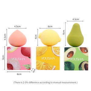 Yousha Cute fruit soft big hydrophilic makeup sponge blender microfiber custom logo non latex makeup cosmetic puff beauty sponge