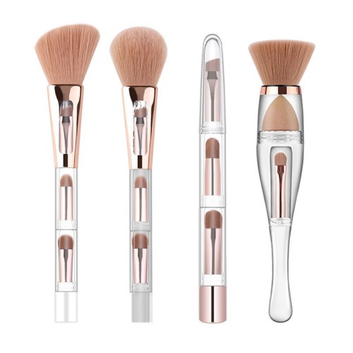 Innovative Space-Saving 4-in-1 Detachable Makeup Brush Manufacturer Multi-Use Travel Beauty Tool Kit for OEM/ODM Private Label