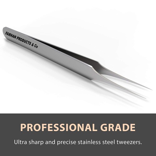 Ingrown Hair Tweezers | Pointed Tip Stainless Steel Extra Sharp and Perfectly Aligned Ingrown Hair Treatment & Splinter Removal
