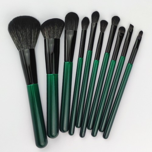 10-Piece Green Makeup Brush Set – Professional Face & Eye Brushes  OEM Private Label