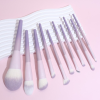 Custom Logo 10Pcs Purple Makeup Brush Set with PU Leather Envelope Bag Soft Synthetic Hair Cosmetic Brushes Wholesale OEM/ODM