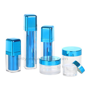 15ml 30ml 50ml 15g 50g 80g cosmetic packaging blue square plastic acrylic lotion bottles and cream jars