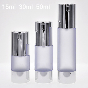 15ml 30ml 50ml frosting airless pump bottle with silver cap,high quality Vacuum Bottle,15ml empty airless cream container