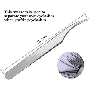 2Pcs Stainless Eyelash Tweezers Curved and Cross False Lash Tweezers RM0002