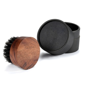 Beard Brush for Men - Boar Bristles Small and Round Brush - Black Walnut Wood mens grooming kits