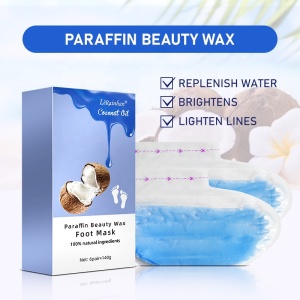 Coconut Oil Paraffin Beauty Wax Foot Mask 100% Natural Ingredients Replenish Water, Brighten Lighten Lines Coconut oil Foot Mask