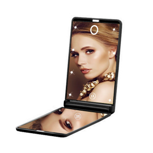 Compact Pocket double side table mirror led mirror with touch screen Makeup Mirror with  8 LED