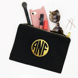Extra durable cotton canvas zipper pouch cosmetic bag makeup canvas cosmetic bag makeup for packaging