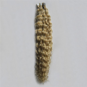 Fashion 613 Bleach Blonde color curly tape hair extensions double folded