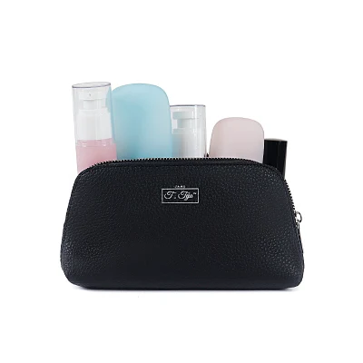 Fashionable Black PU Creative Color Washbag Travel Makeup Cosmetic Bag