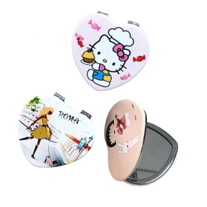 Folding pocket mirror PU leather metal compact mirror with custom design