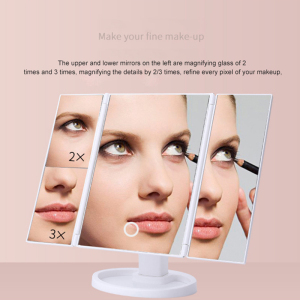 Illuminated Vanity 3 zones  Foldable USB Lamp Rotatab lLED Makeup Facial Beauty Skin Care Cosmetic Mirror with  22 Light