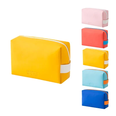 Ins Style Solid Color Multifunction Stocked Casual Mini Travel Cosmetic Storage Bag PU Hand Cosmetic Storage Bag Make up Bag
