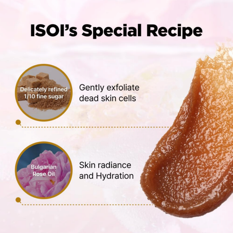 ISOI Intensive Sugar Scrub for Face and Lips Gentle Exfoliation Deep Hydration