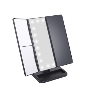 LED Touch Screen Makeup Mirror Portable Adjustable Magnifying Tabletop Cosmetic Folding Mirror 21 LED lights Tri Sided