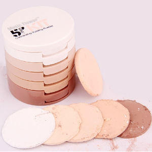 New 5 colors Kit Compact Puff Cake Mineral Face Powder Foundation Attached With A Fine Powder Puff