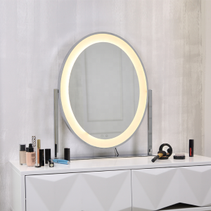 Oval 3 light color dimmable Shape Desktop Crystal with Light LED makeup mirror