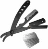 Powder Coating Matte Black Throat Barber Straight Cut Throat Shaving Razor Shaving Swing Lock