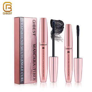 QIBEST Cosmetic FDA Approved Black Thick 3D Fiber Eye Lash Growth Mascara For Eyelash Extensions