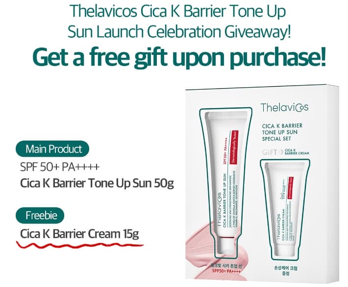 Skin Care Cica K Barrier Tone-Up Sun Cream SPF50+ PA++++ Set 50g + 15g