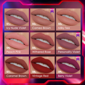 TWOG wholesale 9 fashion colors matte lipsticks waterproof matte lip stick long lasting cosmetic makeup lipstick