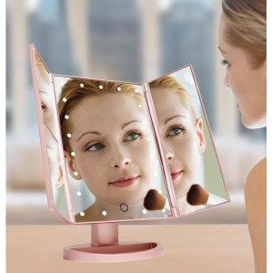 Wholesale Amazon Best Seller Desktop Trifold Makeup Vanity Mirror with Lights