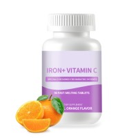 Iron + Vitamin C Fast-Melting Tablets, Specially Formulated for Bariatric Patients, Natural Orange Flavor, 90 Count, Dietary Supplement | OEM Custom Available
