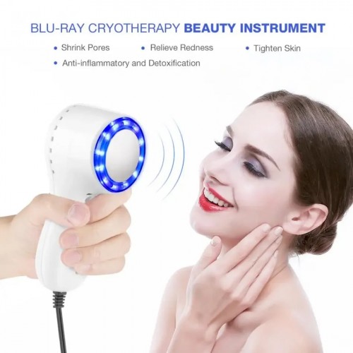Blue Light Therapy Cold Hammer Facial Massage Machine Cryotherapy Ice Healing Face Lifting Skin Care Beauty Device