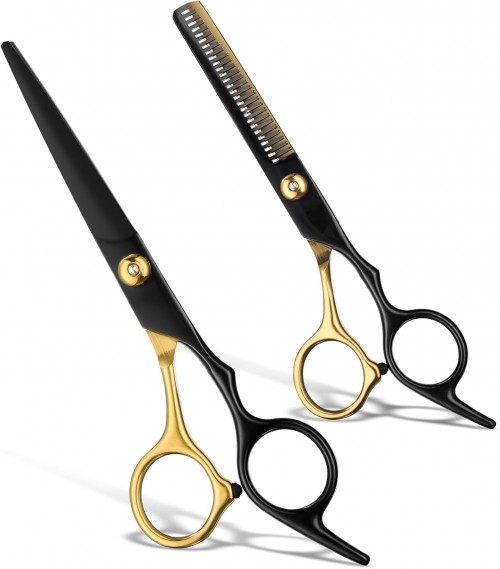 Custom Made Professional Barber Scissors & Thinning Shears - 6.7" Stainless Steel for Home Salon