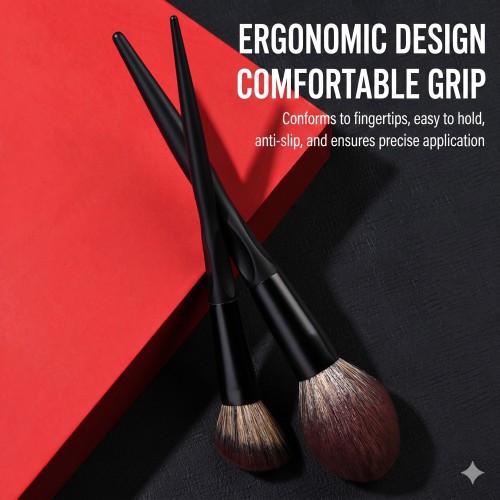 10Pcs Premium Black Makeup Brush Set Private Label Ergonomic Handle Cosmetic Powder Foundation Eyeshadow Brushes with Leather Case Wholesale