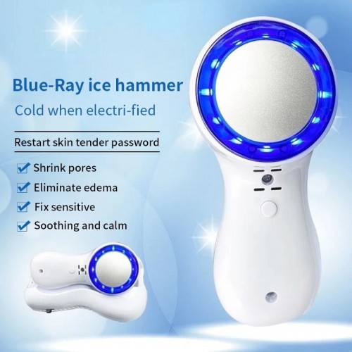 Blue Light Therapy Cold Hammer Facial Massage Machine Cryotherapy Ice Healing Face Lifting Skin Care Beauty Device