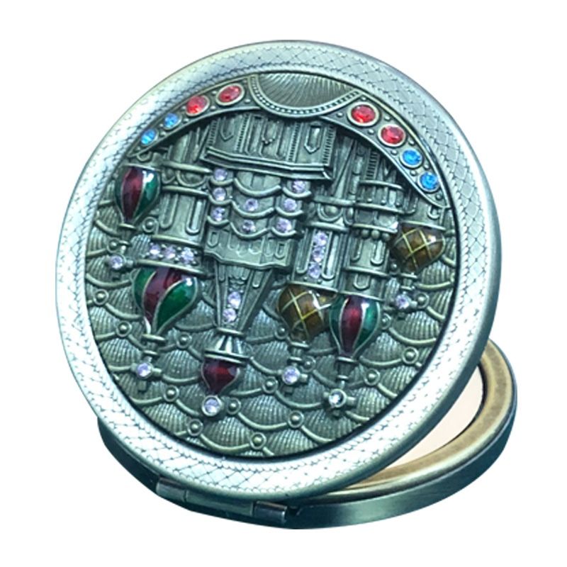 70MM Luxury Pocket Zinc Alloy 3D Relief Folding Makeup Mirror