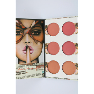 2018 Face Make Up private label blush 6 colors matt cardboard blusher palette