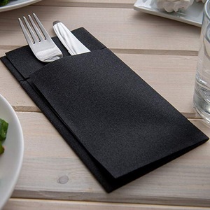 40*33cm 1ply Embossed 1/8 Fold (fold size:8.5*20cm)  Printed 1C Logo Airlaid Pocket Napkins