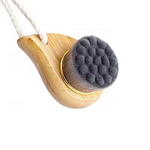 Bamboo Charcoal Fiber Face Cleansing Brushes, Soft Facial Skin Care Tool with Bamboo Handle
