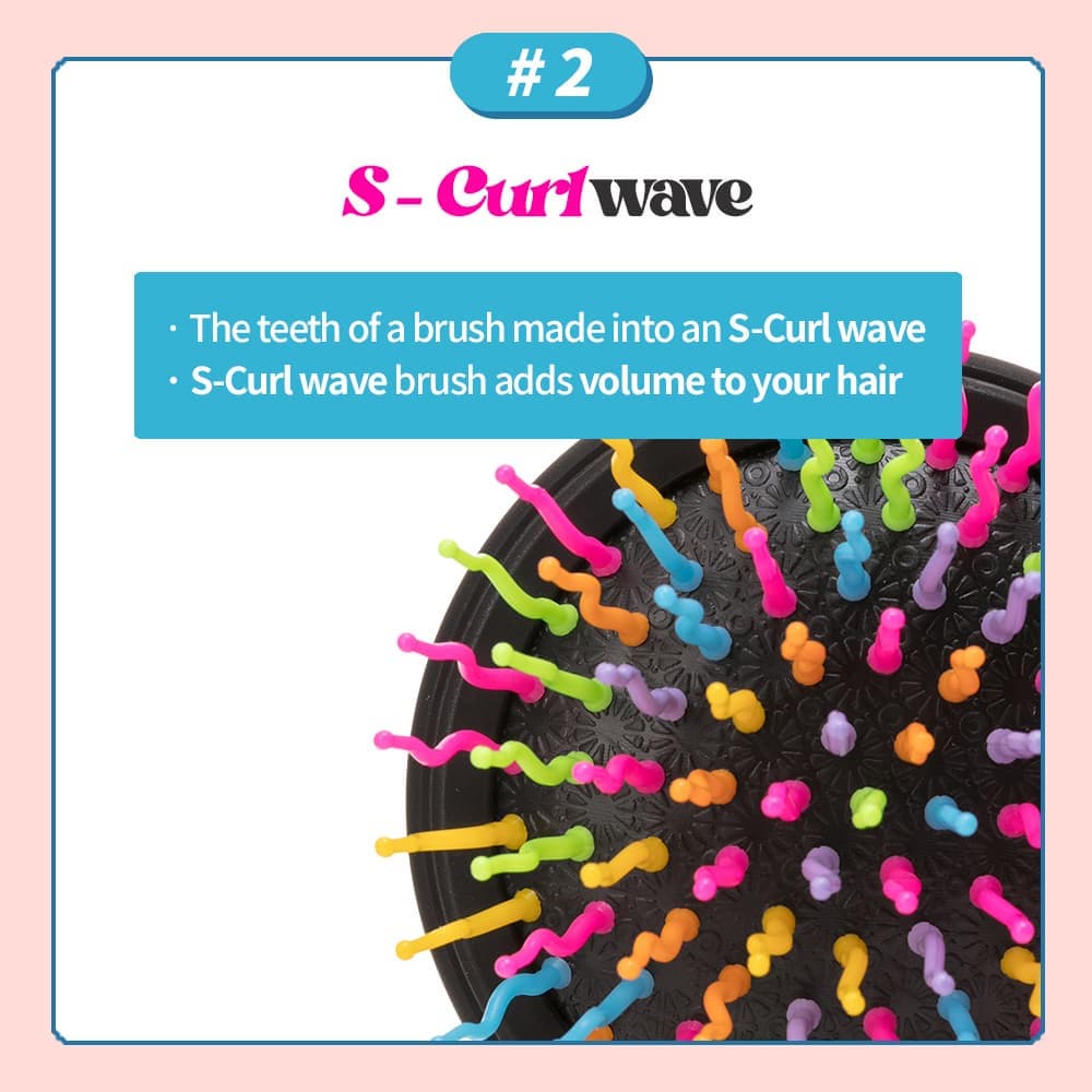 Eyecandy rainbow volume S hair brush Compact, soft &amp; easy detangling, natural hair volume