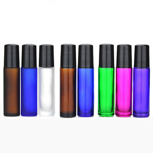 Hight quality 10ml essential oil frosted amber cobalt perfume bottle 10ml roll on glass bottle for essential oils