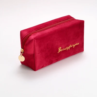 New Style Velvet Embroidered Cosmetic Bag Multi-Color Lady Makeup Bags with Zipper